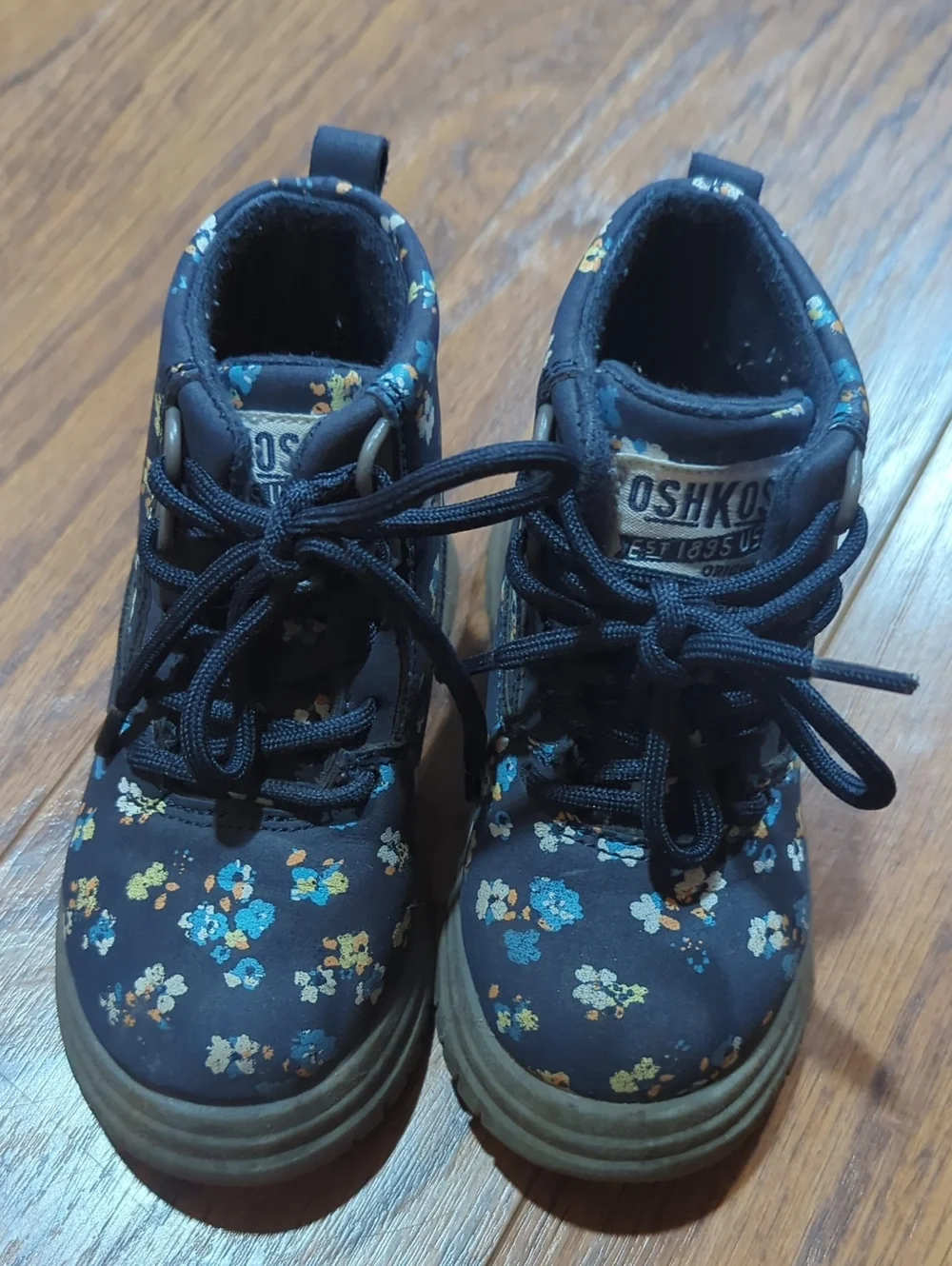 OshKosh B'gosh Navy Floral Lace-Up Kids Boots